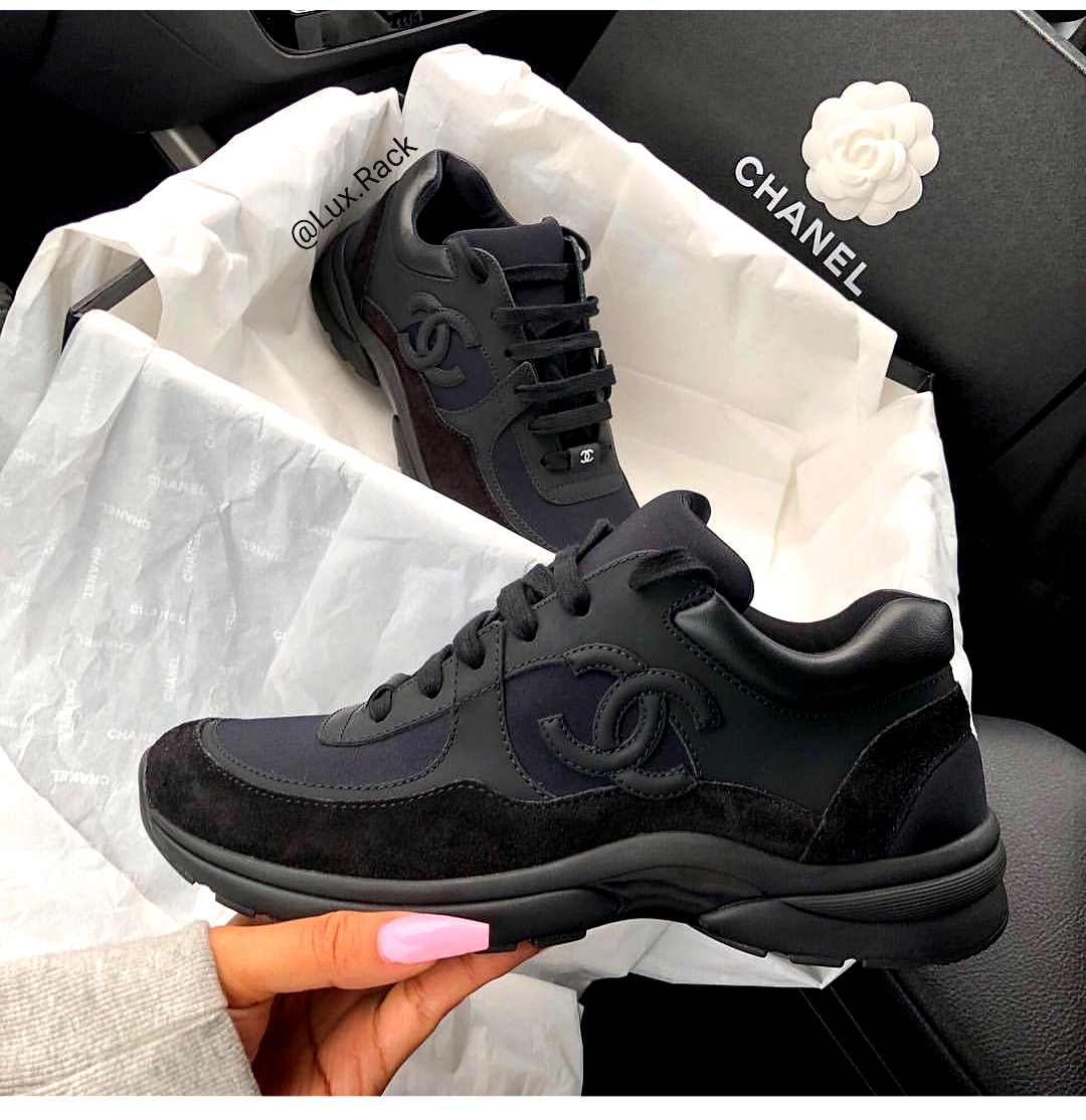 orange and black chanel sneakers