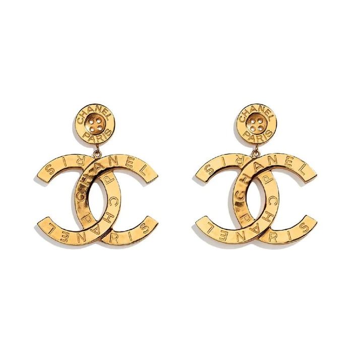 CHANEL BUTTON DROP EARRINGS