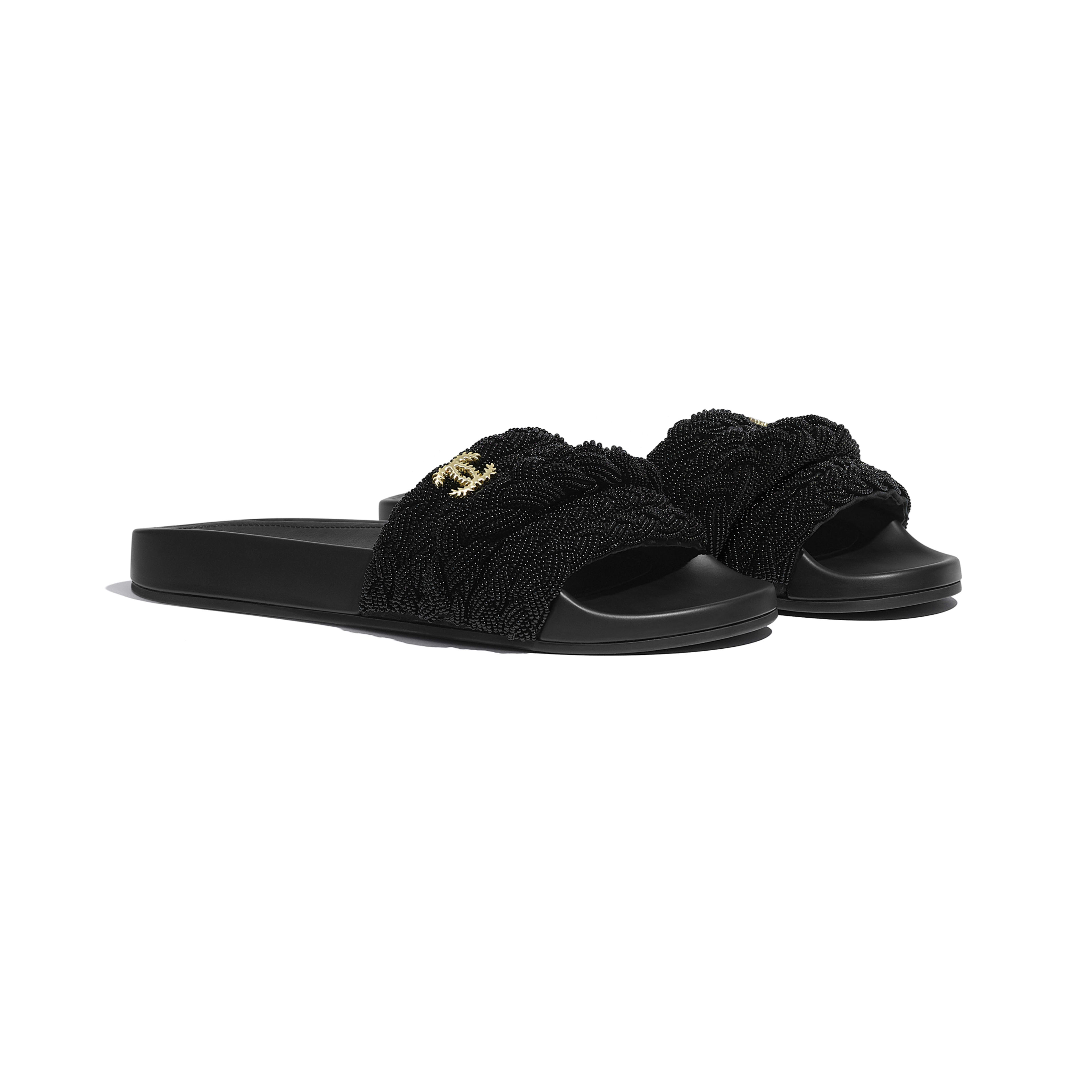 tan chanel slides