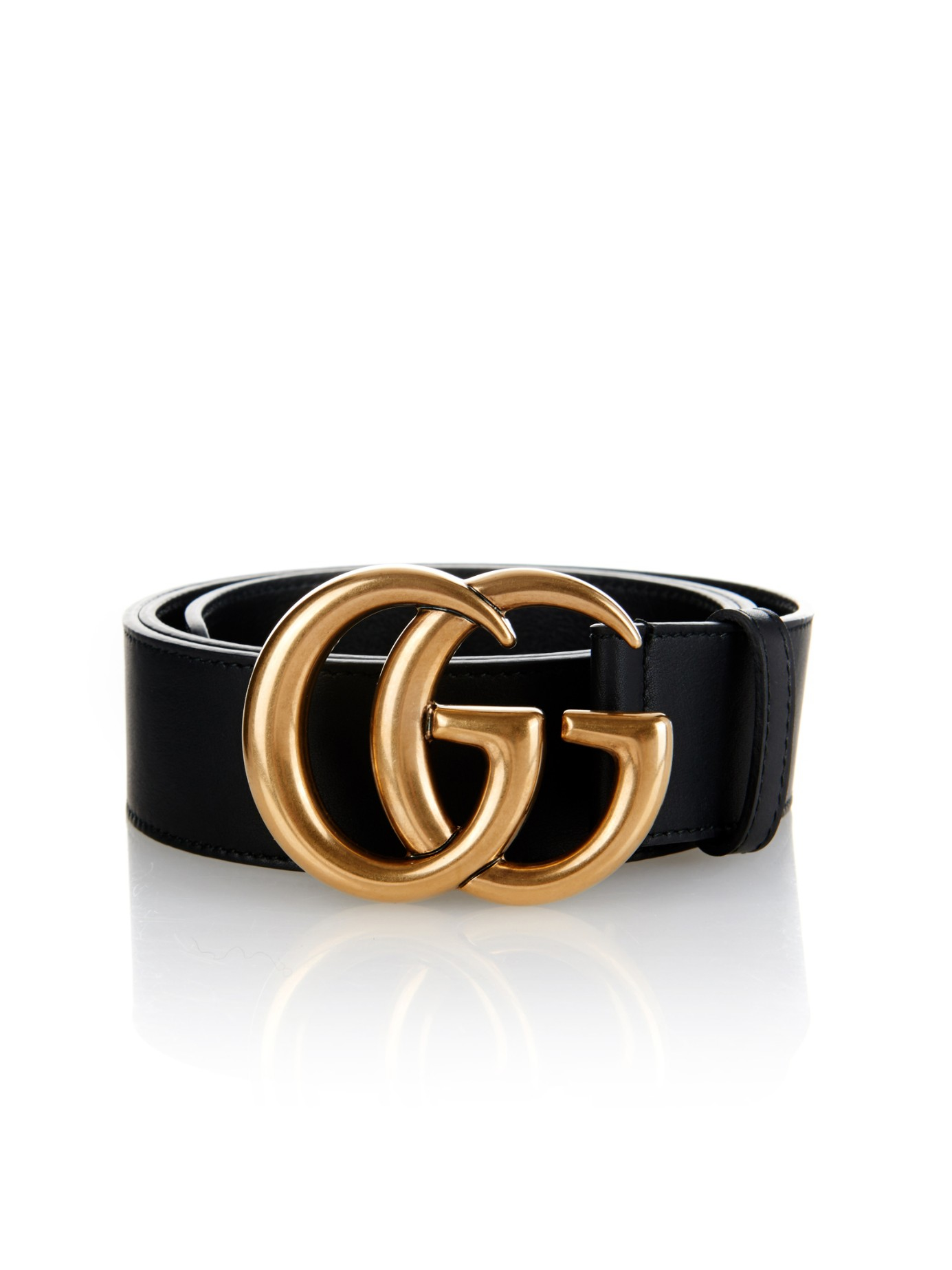 GUCCI GOLD BUCKLE GG BELT - BLACK (Sizes Available)