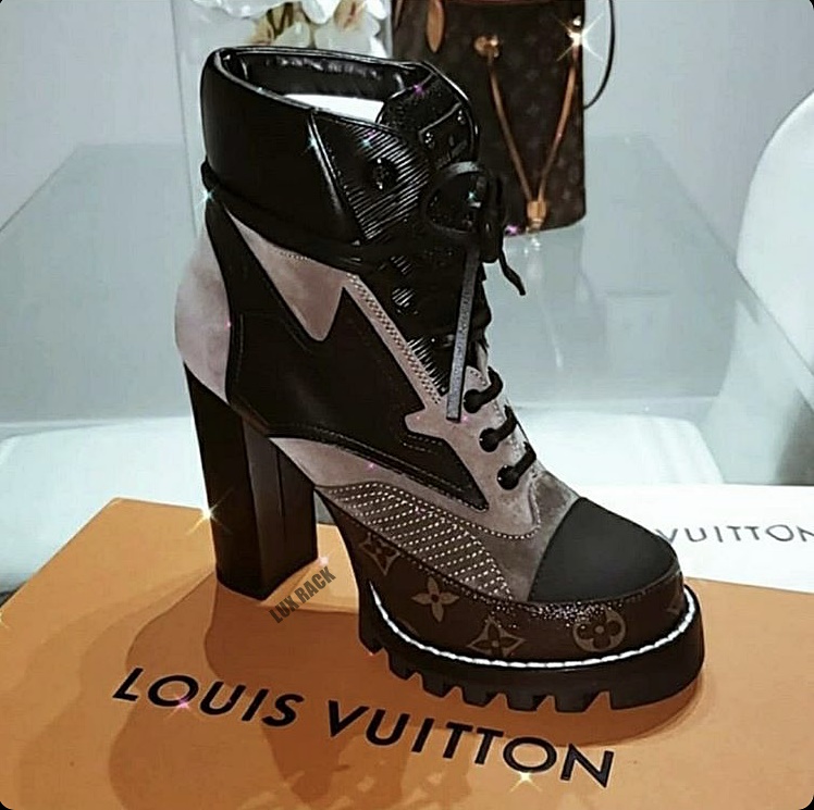 LV STAR TRAIL SUEDE PATCH ANKLE BOOT HEELS