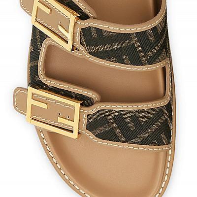 FENDI CANVAS SLIDES SANDALS