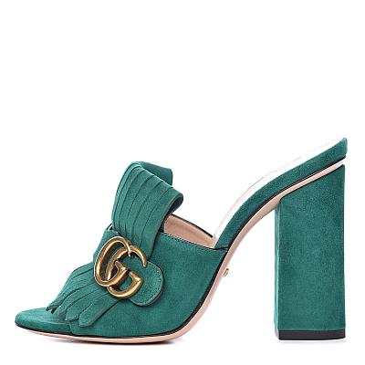 GUCCI FRINGED SUEDE SLIDE HEELS - (Colors Available)