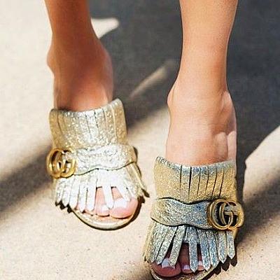GUCCI FRINGED SUEDE SLIDE HEELS - (Colors Available)