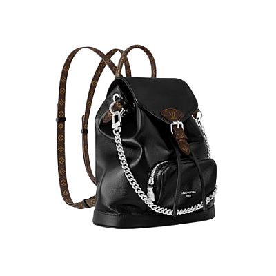 LV BACKPACK BLACK (BROWN TRIM)