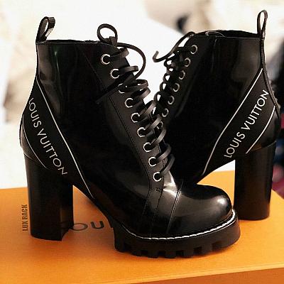 LV STAR TRAIL ALL BLACK ANKLE BOOT HEELS