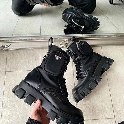 PRADA COMBAT ANKLE POUCH BOOTS
