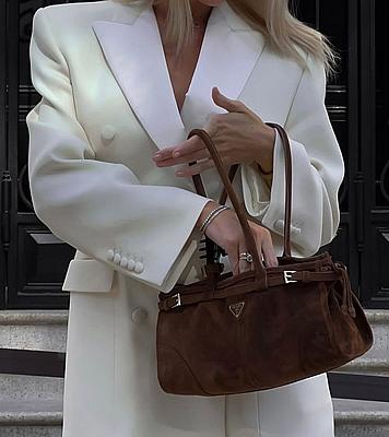 PRADA SUEDE BONNIE HANDBAG