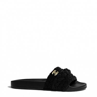 chanel black pearl slides