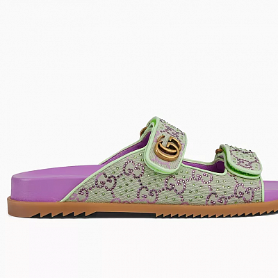 GUCCI PURPLE DOUBLE STRAP SLIDE