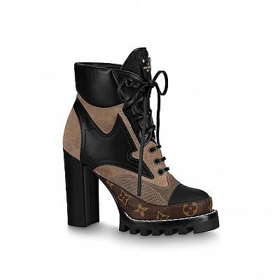 LV STAR TRAIL SUEDE PATCH ANKLE BOOT HEELS