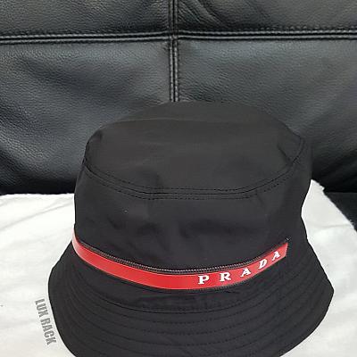 prada bucket hat red stripe